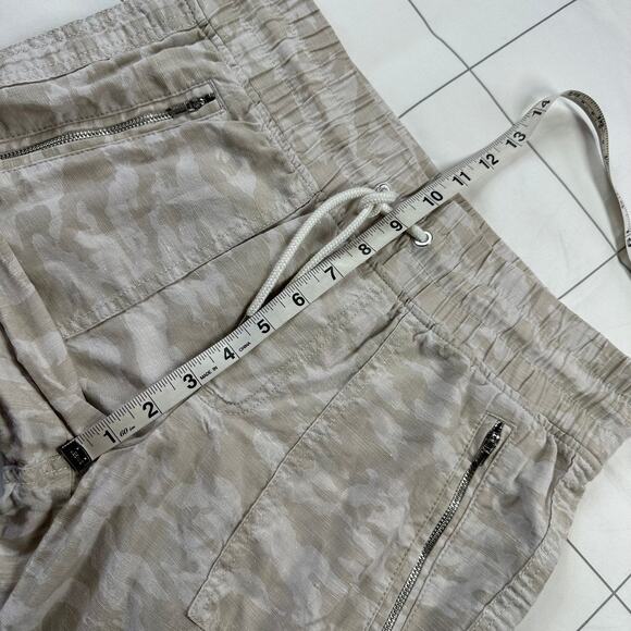 Athleta Pants Womens 4 Cream Camo Cabo Tide Linen Jogger Drawstring Lightweight - Picture 10 of 13